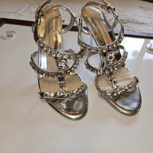 Carolina Espinosa CePepper Crystal Silver Rhinestone Wedding Formal Size 9